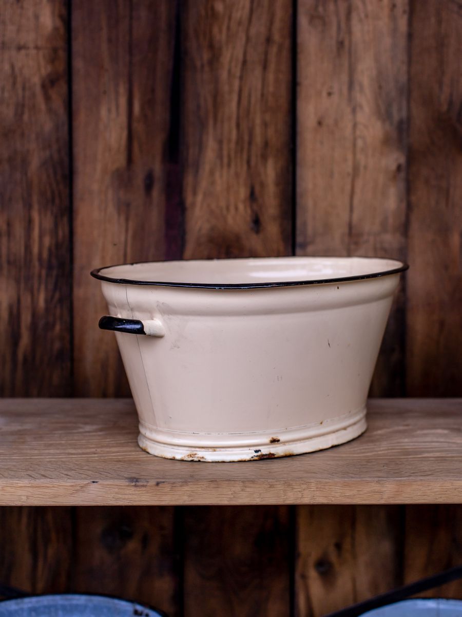 ancienne bassine émaillée rose pastel – Image 7