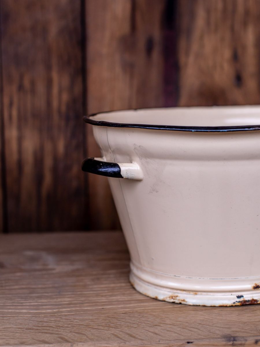 ancienne bassine émaillée rose pastel – Image 5