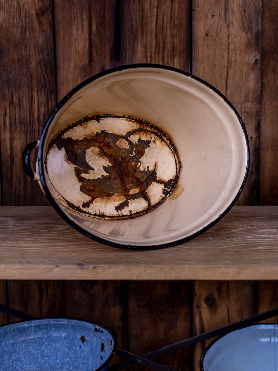 ancienne bassine émaillée rose pastel – Image 6