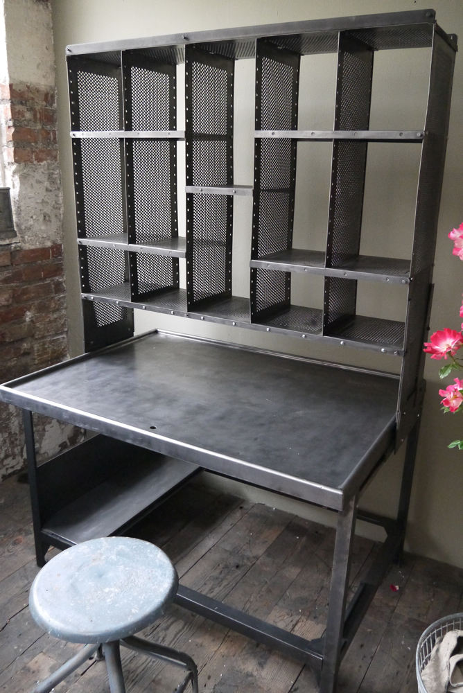 Meuble metier grand bureau tri postal industriel atelier loft – Image 14