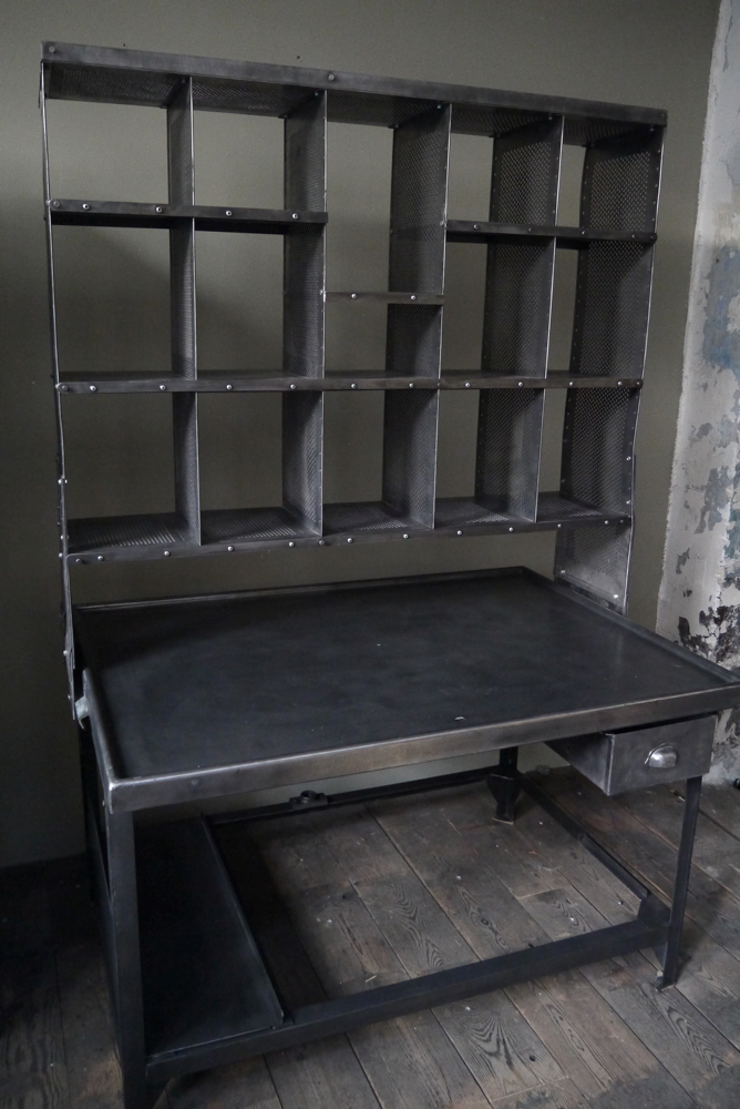 Meuble metier grand bureau tri postal industriel atelier loft – Image 3