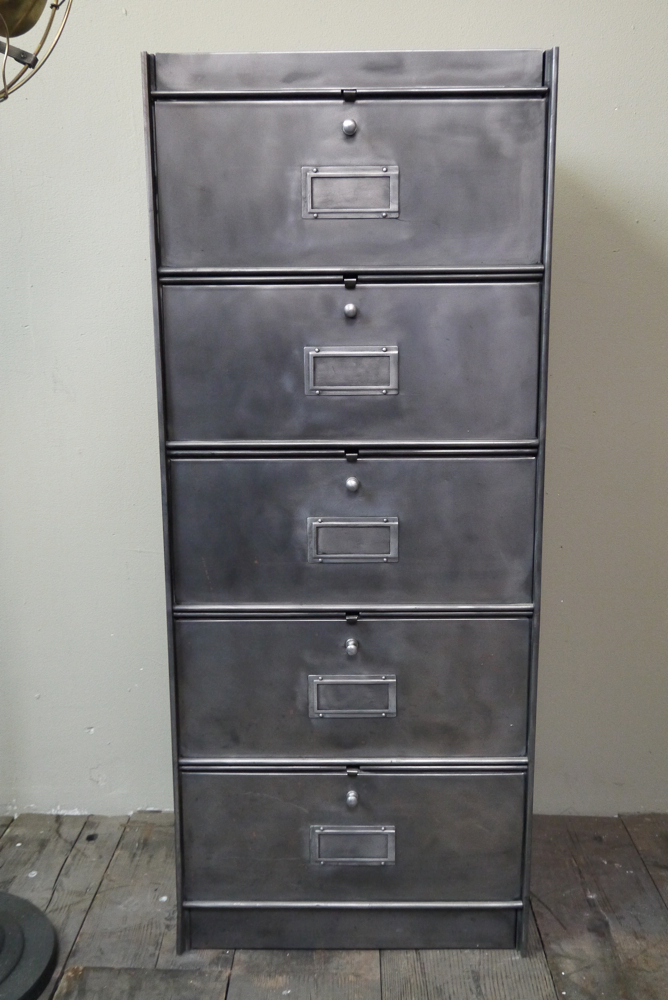 ancien meuble 5 casiers industriel a clapet Roneo 50/60 – Image 2