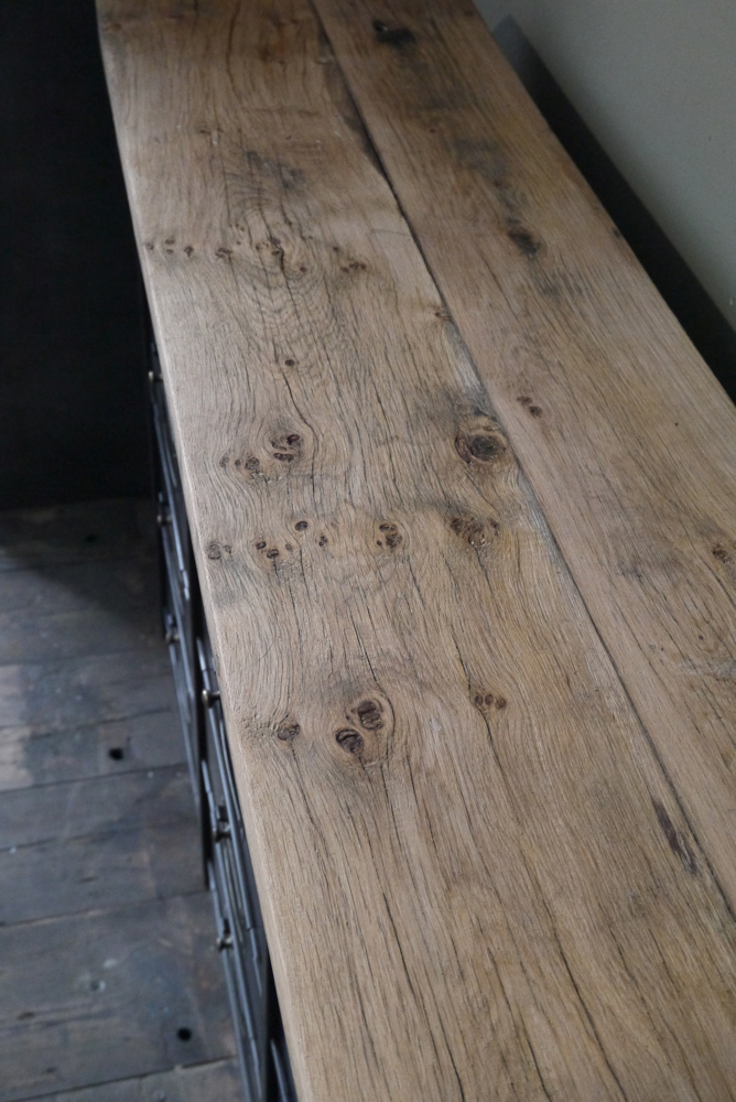 ancien meuble console 12 casiers industriel a clapet Roneo 1940 plateau chene massif – Image 11