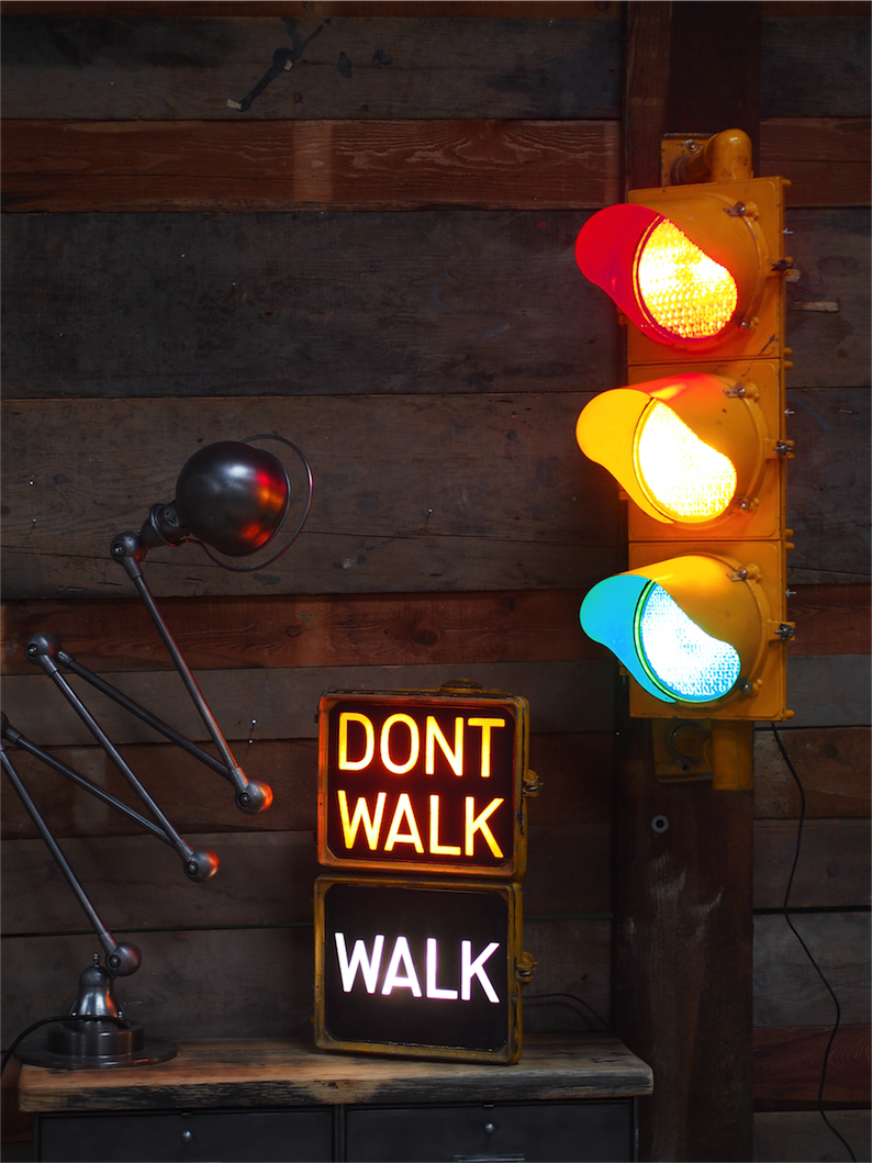 New York grand feu dont walk americain vintage USA jaune d'origine a poser – Image 14