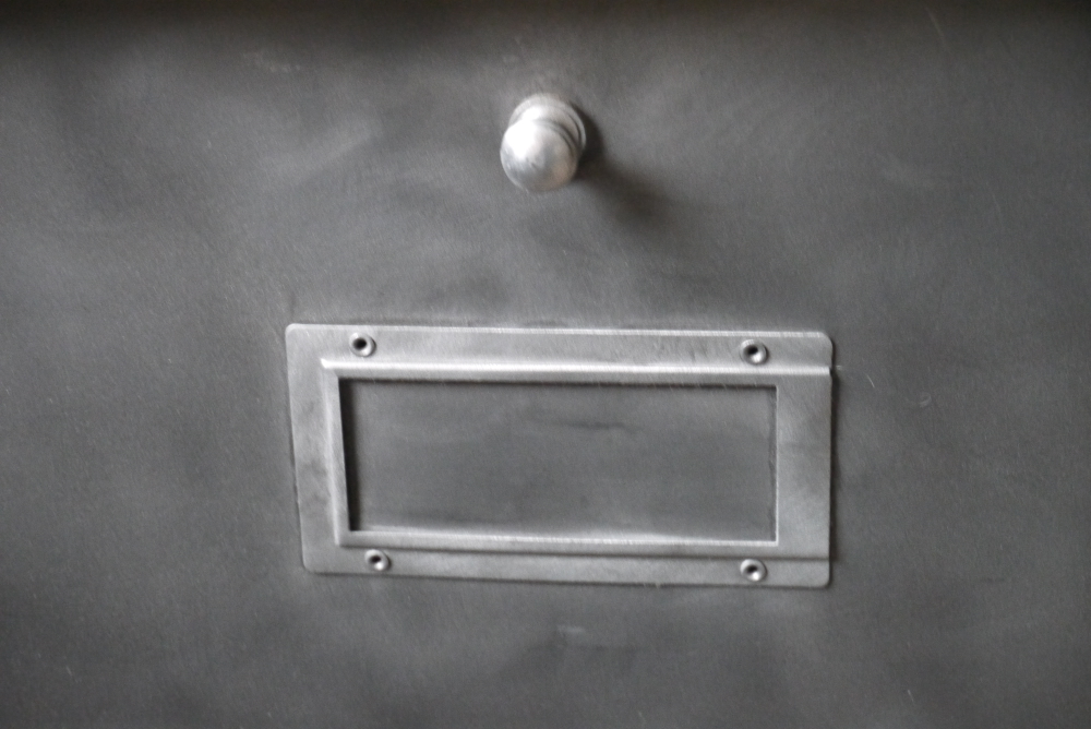 ancien meuble console 10 casiers industriel a clapet roneo 1950 plateau chene massif – Image 7