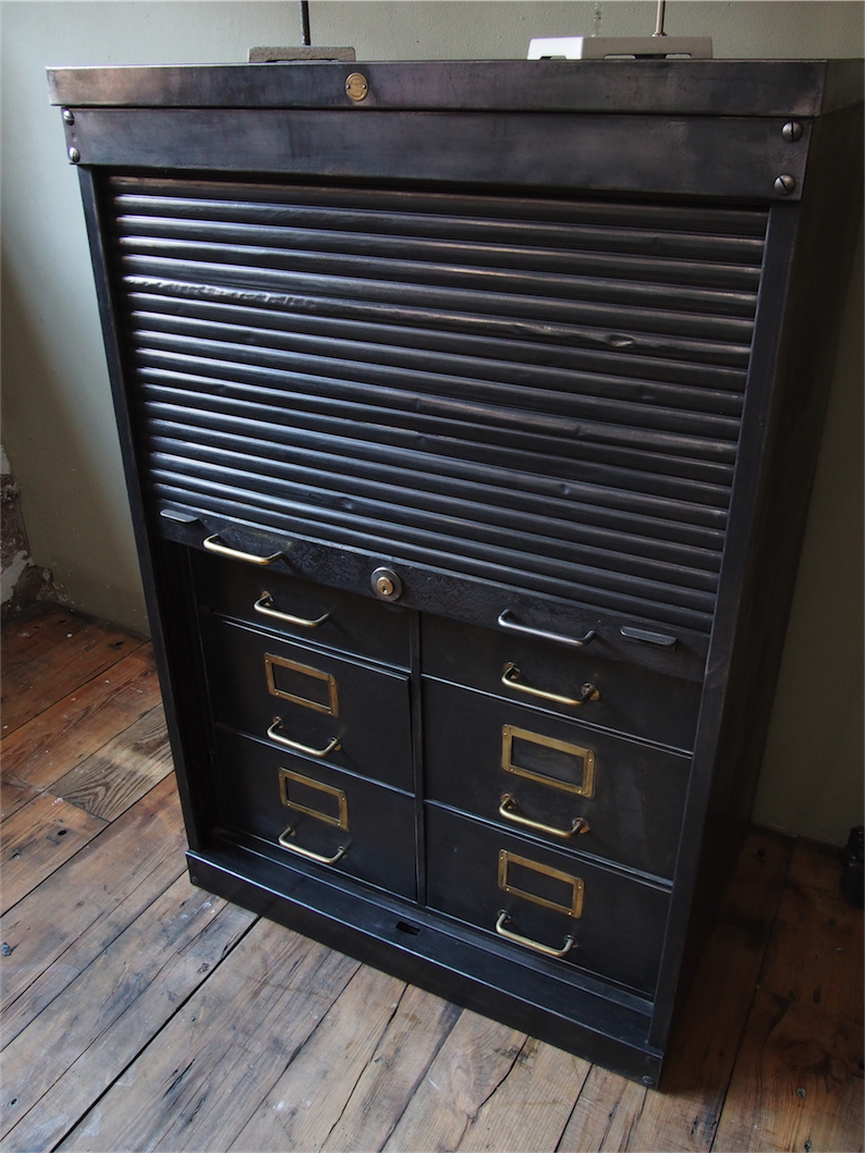 rare ancien meuble 8 tiroirs a rideau industriel roneo 1940 – Image 7