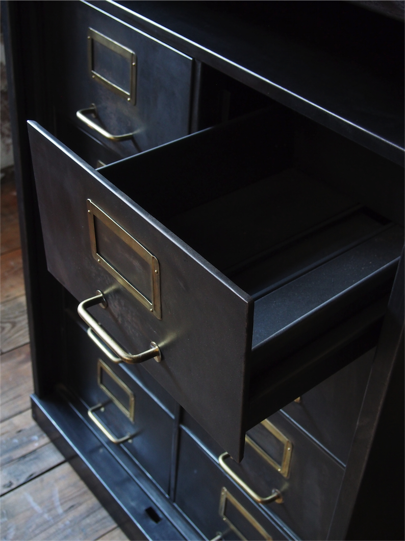 rare ancien meuble 8 tiroirs a rideau industriel roneo 1940 – Image 13