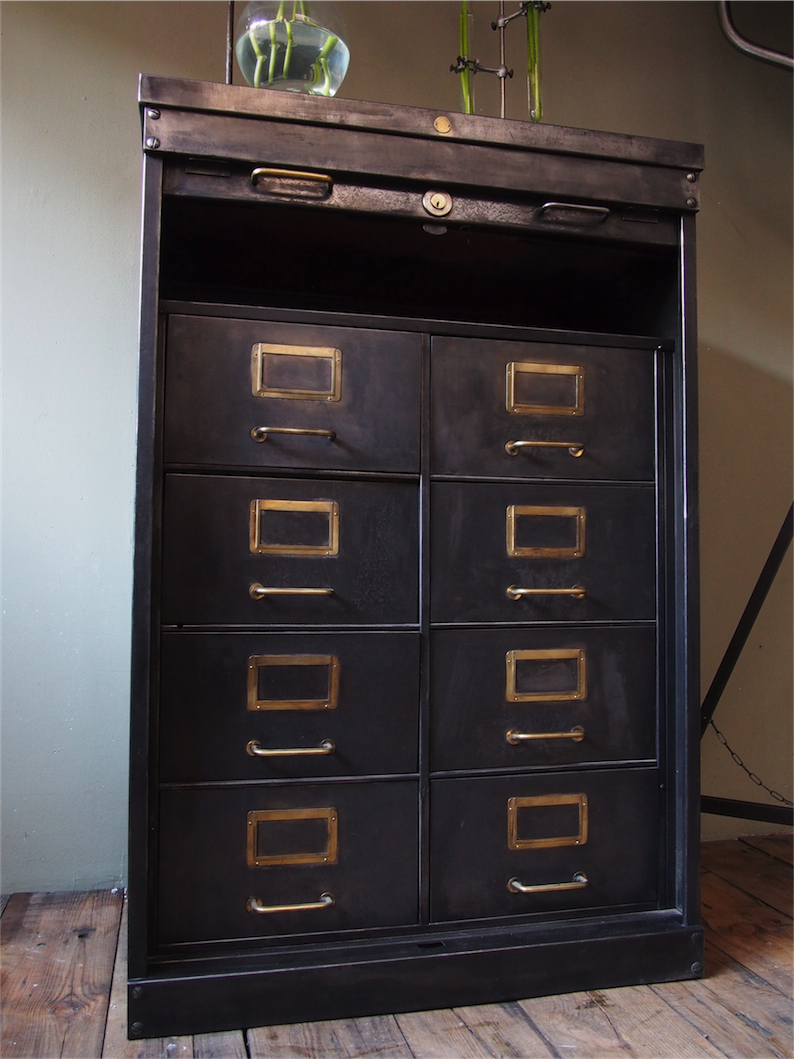 rare ancien meuble 8 tiroirs a rideau industriel roneo 1940 – Image 16