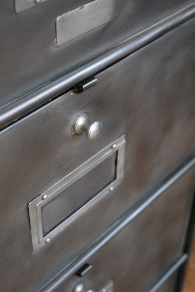 meuble console 8 casiers industriel clapet Roneo plateau chene massif – Image 7