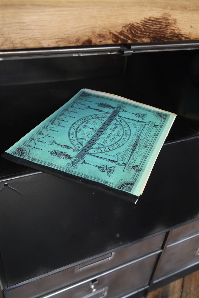 meuble console 8 casiers industriel clapet Roneo plateau chene massif – Image 10