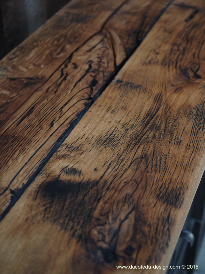 ancien grand meuble 12 casiers industriel strafor plateau chene massif – Image 9