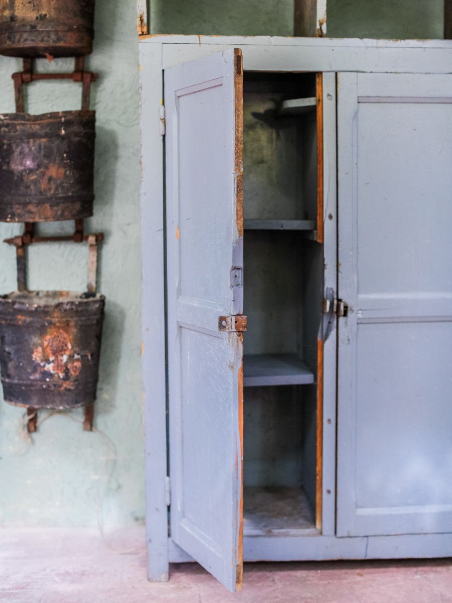 grand meuble de garage casier bois patine grise – Image 7