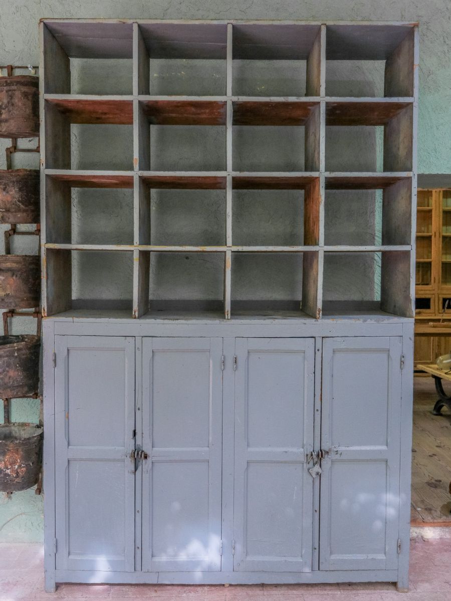 grand meuble de garage casier bois patine grise – Image 14