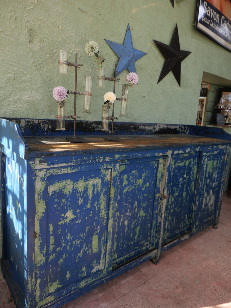 grand enfilade etabli industriel en bois patine bleu dans son jus – Image 2