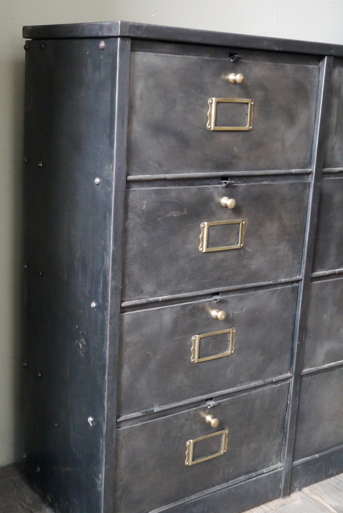 ancien meuble console 12 casiers industriel a clapet Roneo 1940 plateau metal – Image 7