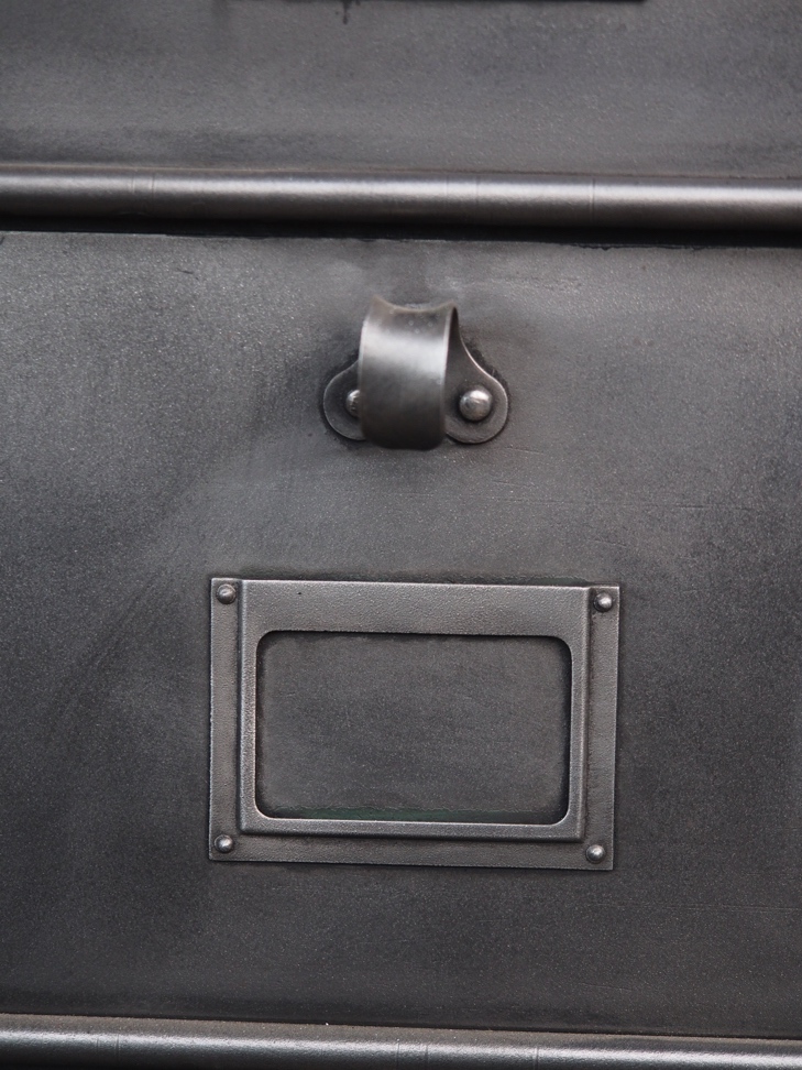 ancien grand meuble 15 casiers industriel strafor plateauchene massif – Image 14