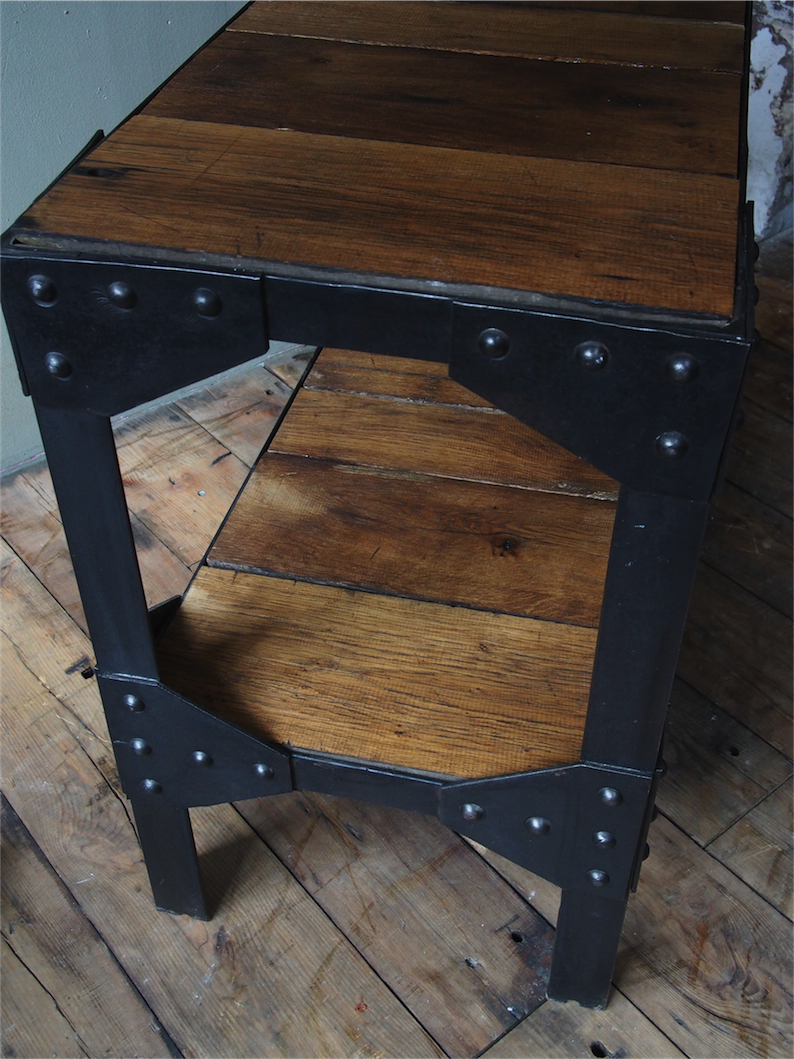 console industrielle metal chene massif rivetée – Image 10