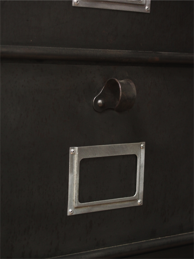 ancien grand meuble 15 casiers industriel strafor plateau chene massif – Image 7