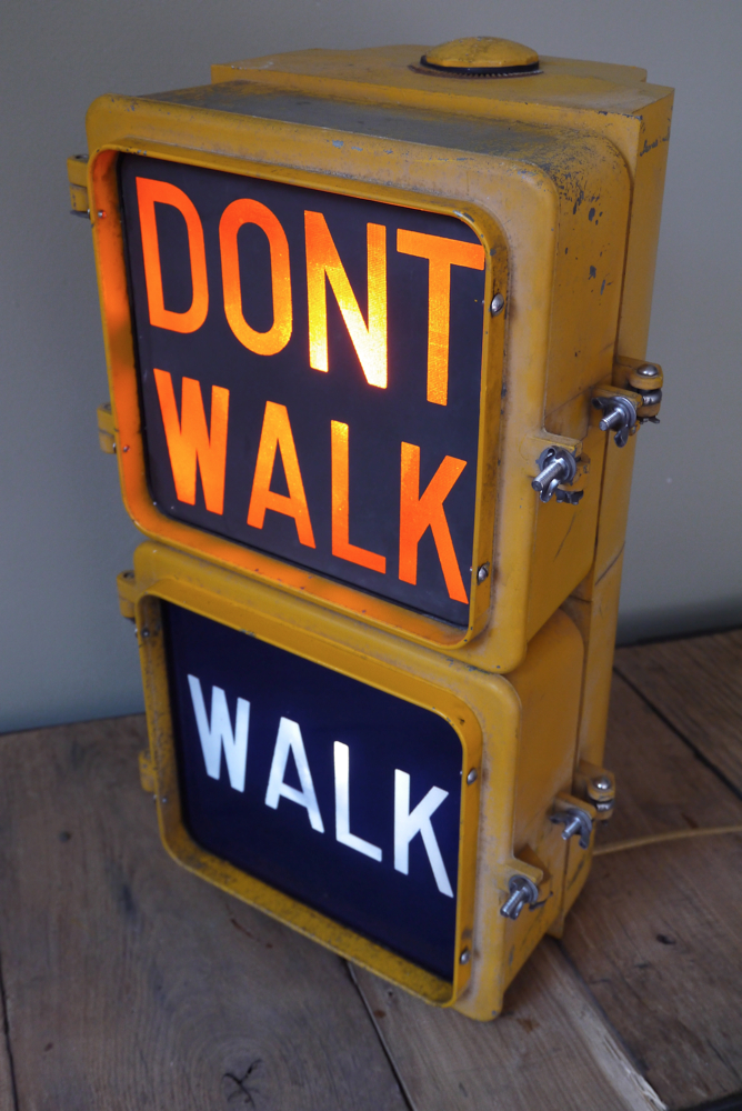 New York feu dont walk americain vintage USA jaune d'origine – Image 2