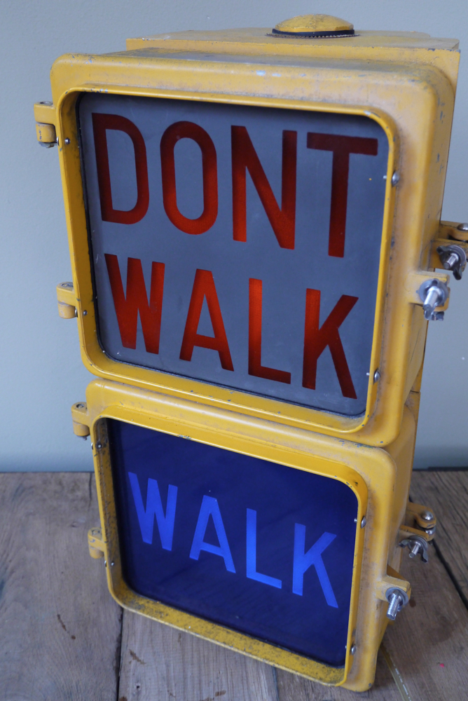 New York feu dont walk americain vintage USA jaune d'origine – Image 3