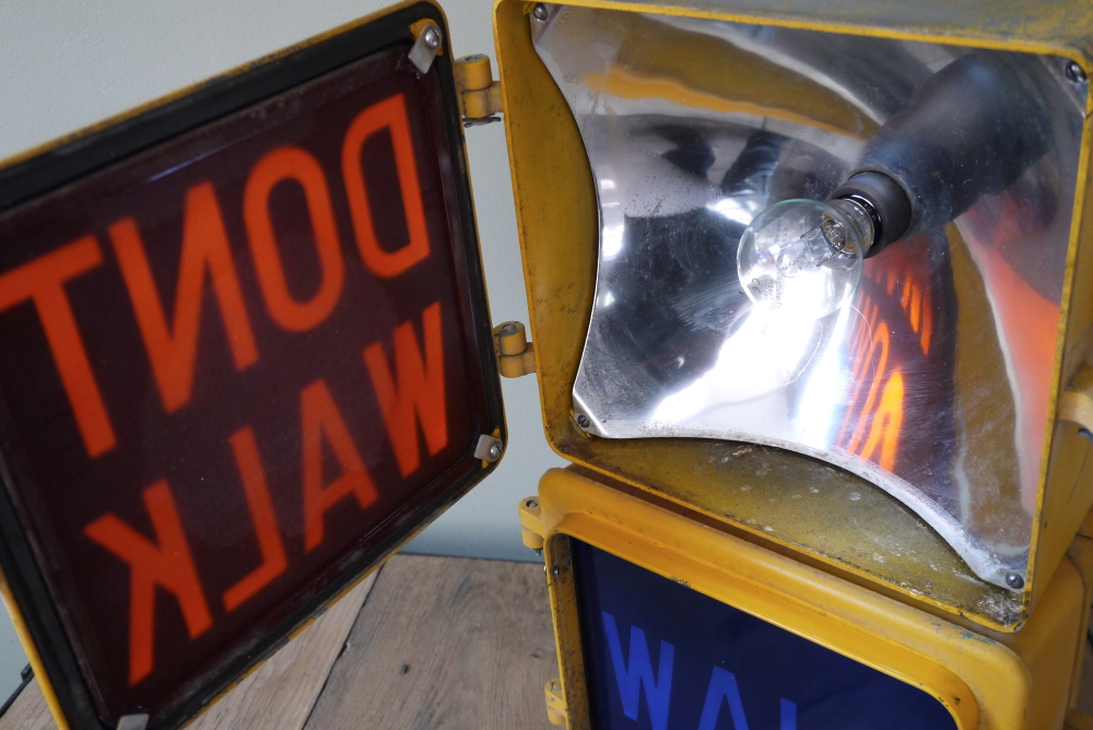 New York feu dont walk americain vintage USA jaune d'origine – Image 5