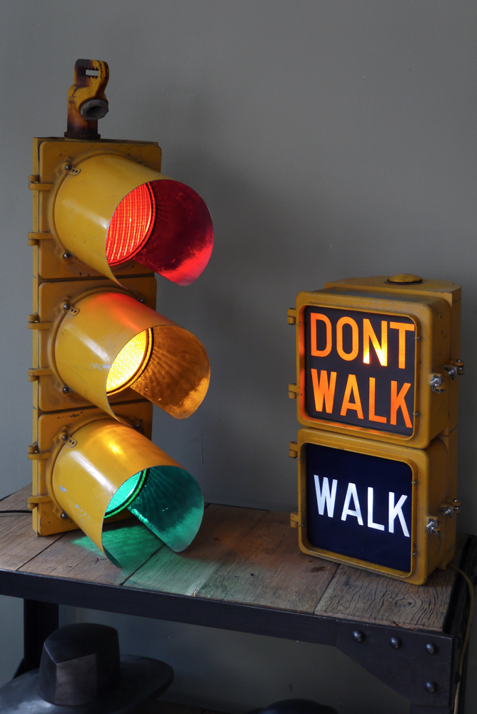 New York feu dont walk americain vintage USA jaune d'origine – Image 9