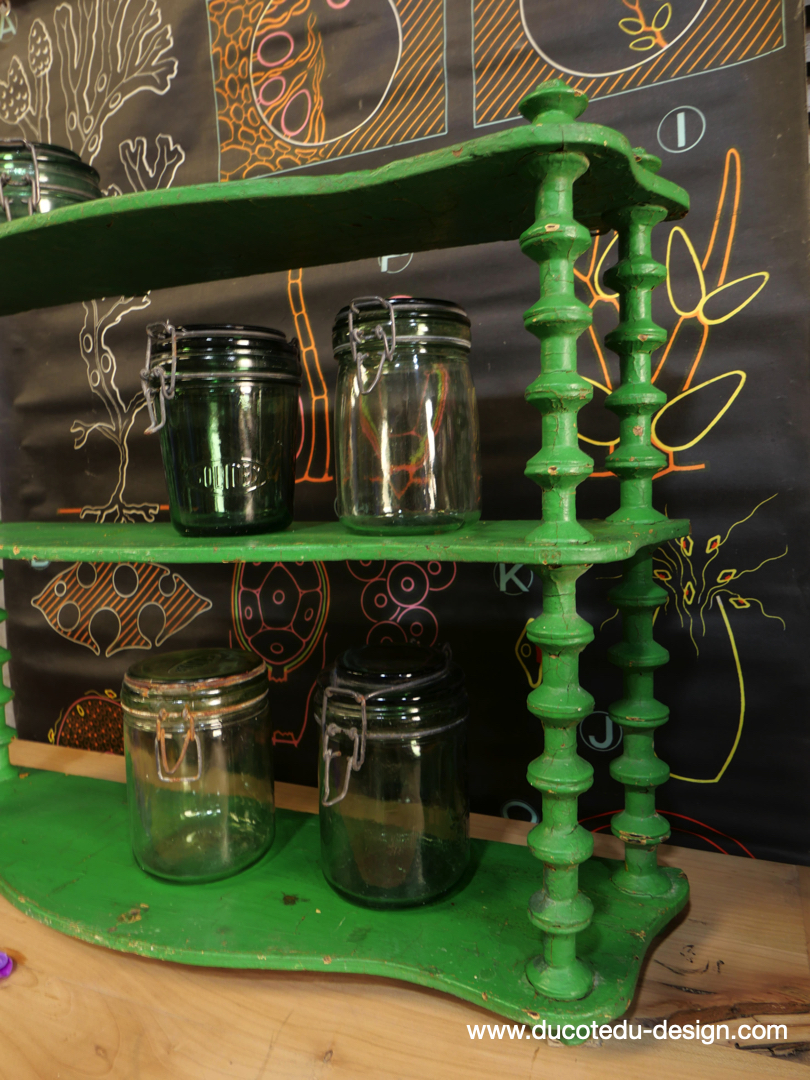 étagere bois patine verte – Image 4