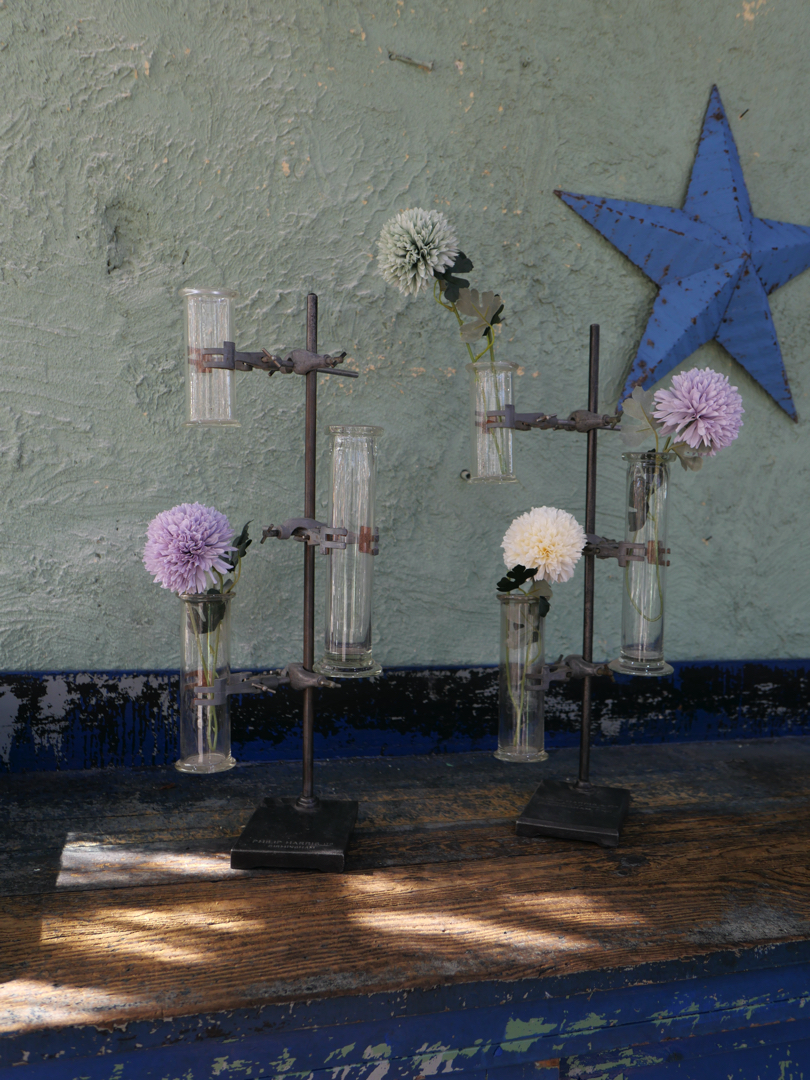 pied de laboratoire verrerie ancien tube triple vase – Image 2