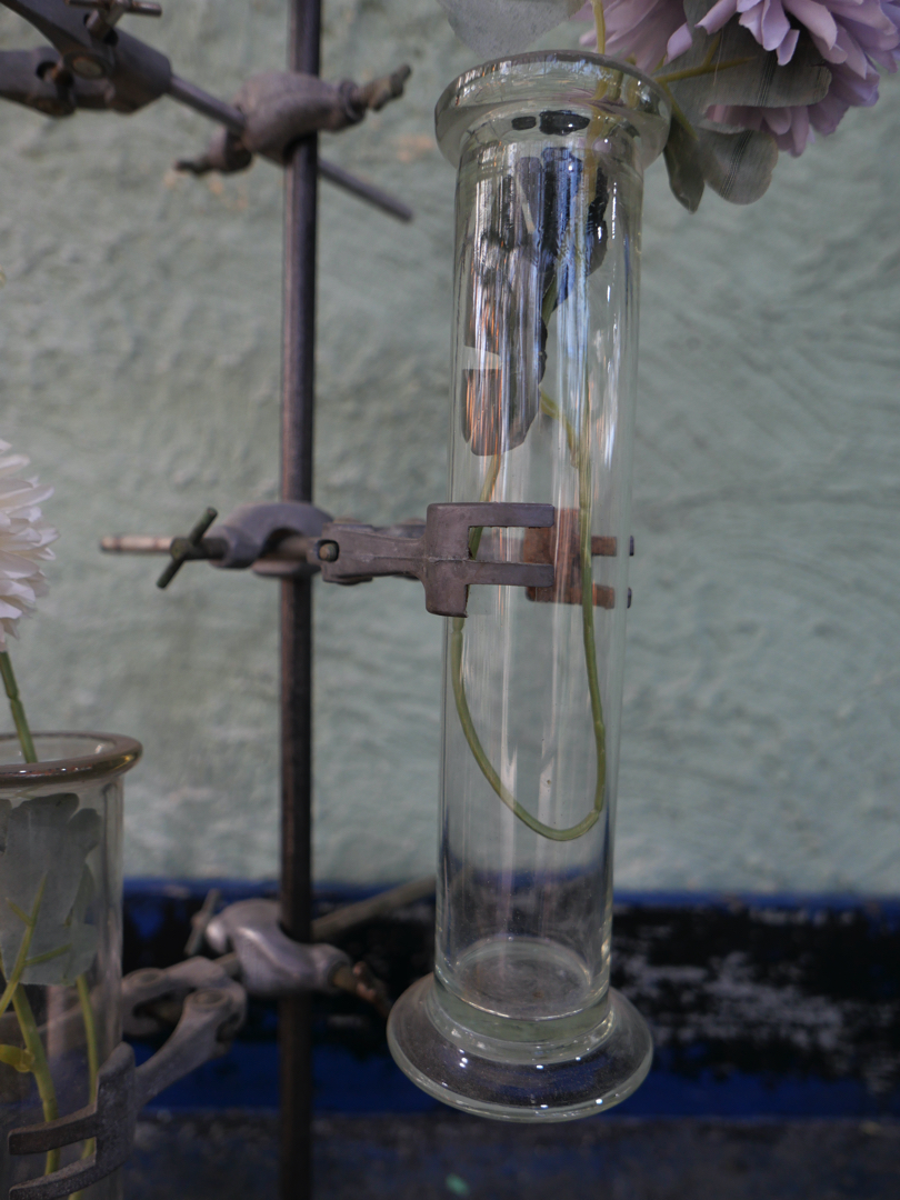 pied de laboratoire verrerie ancien tube triple vase – Image 7