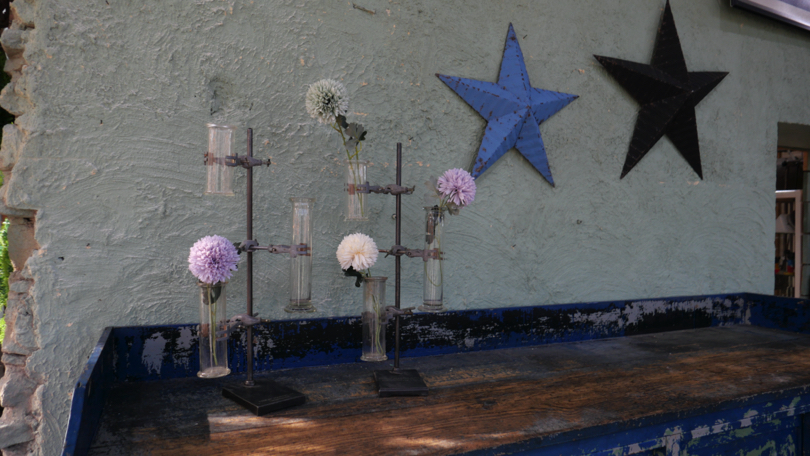 pied de laboratoire verrerie ancien tube triple vase – Image 3