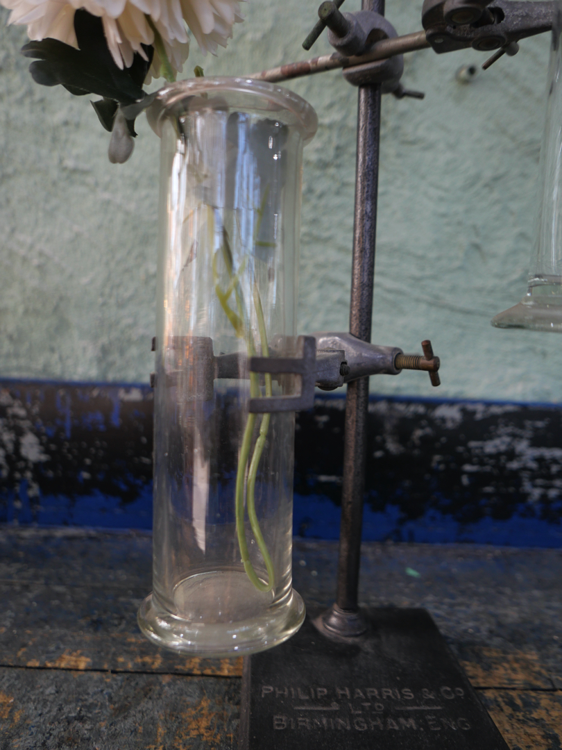 pied de laboratoire verrerie ancien tube triple vase – Image 8