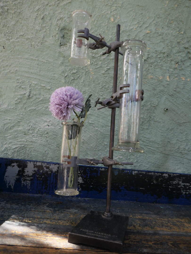 pied de laboratoire verrerie ancien tube triple vase – Image 9