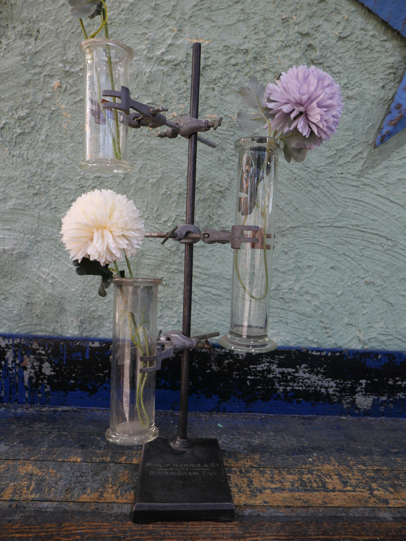 pied de laboratoire verrerie ancien tube triple vase – Image 6