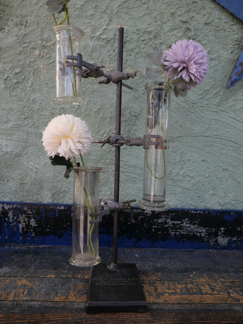 pied de laboratoire verrerie ancien tube triple vase – Image 4