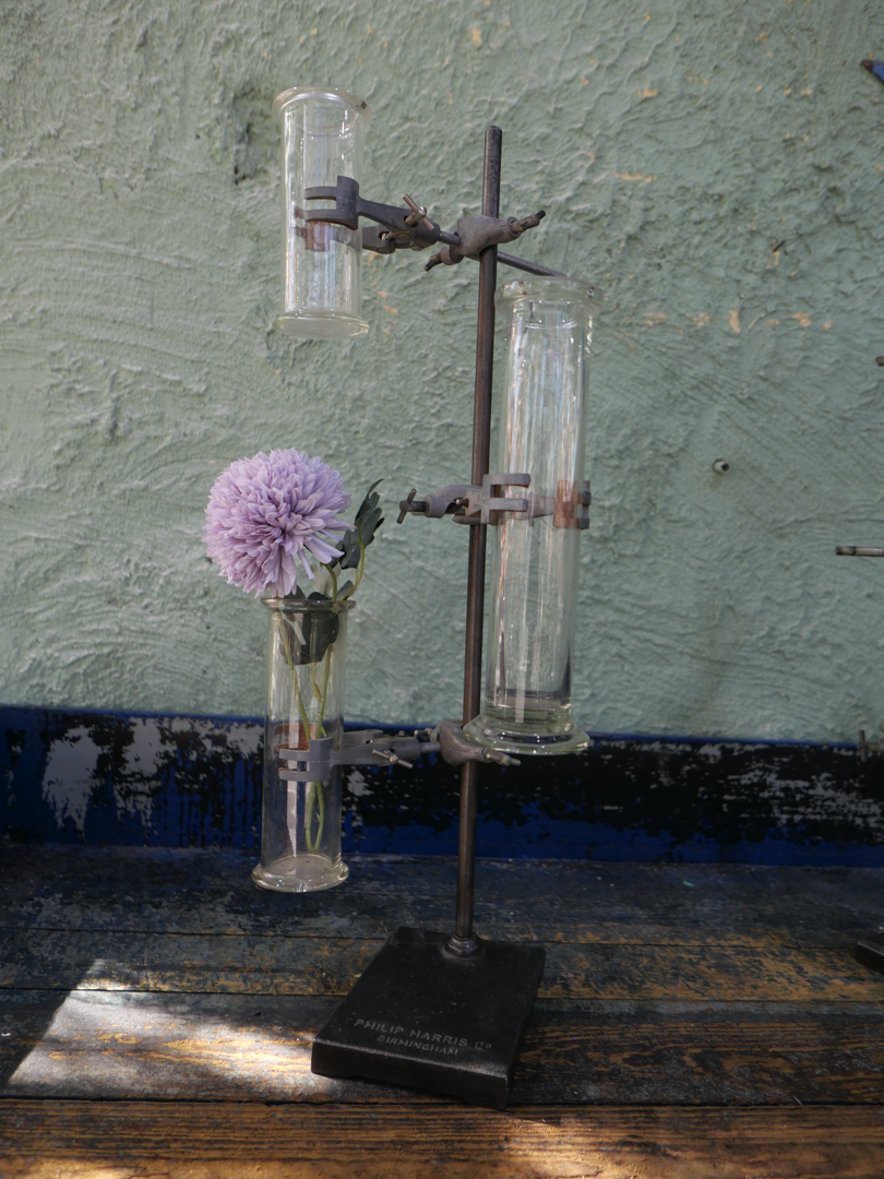 pied de laboratoire verrerie ancien tube triple vase – Image 5