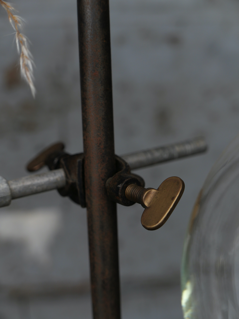 pied de laboratoire patiné verrerie 1 globes vases – Image 13