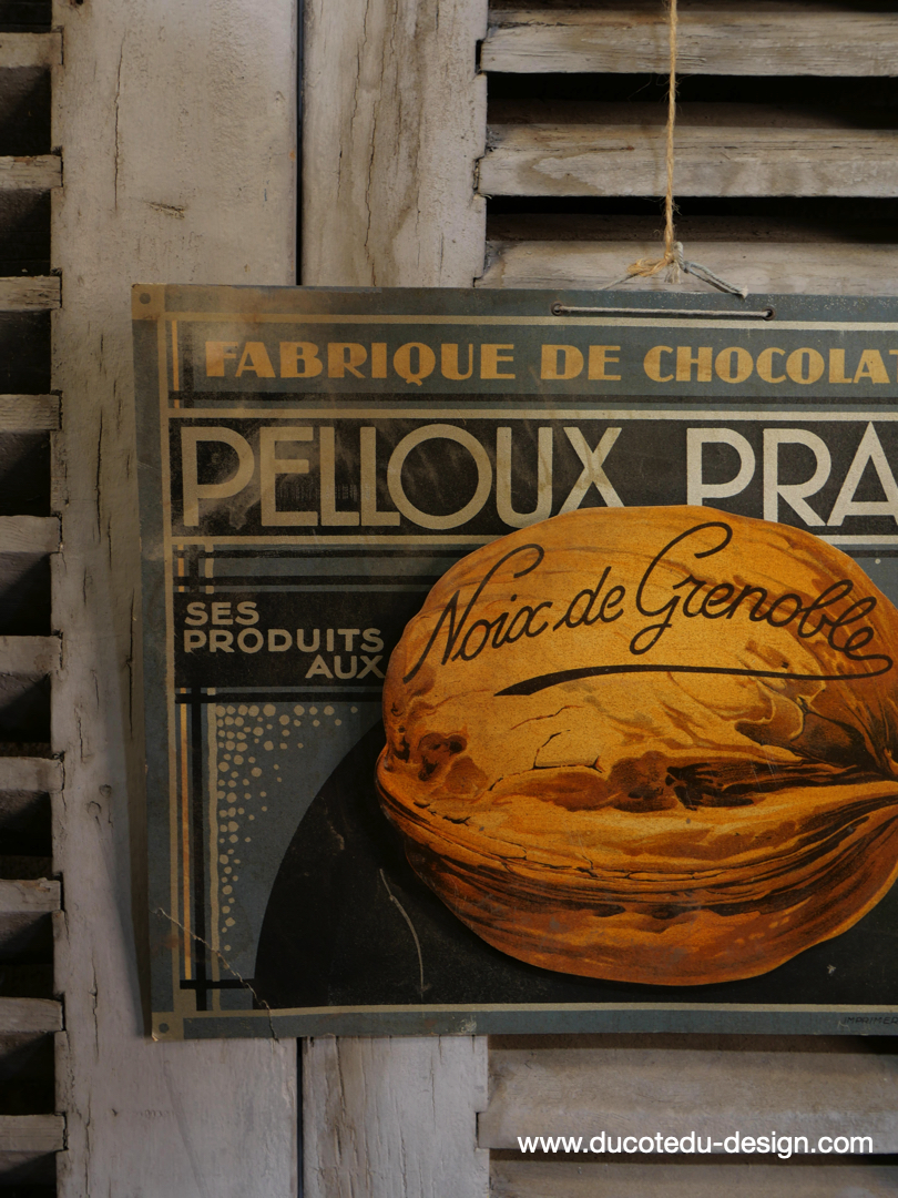 ancienne publicité carton chocolat pelloux prayer / noix de grenoble – Image 7