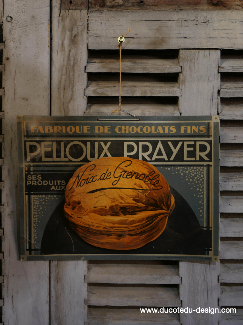 ancienne publicité carton chocolat pelloux prayer / noix de grenoble – Image 3