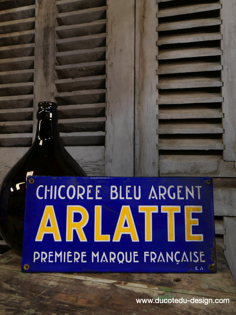 ancienne plaque emaillee publicitaire Arlatte chicorée bleu argent ref AR01 – Image 2
