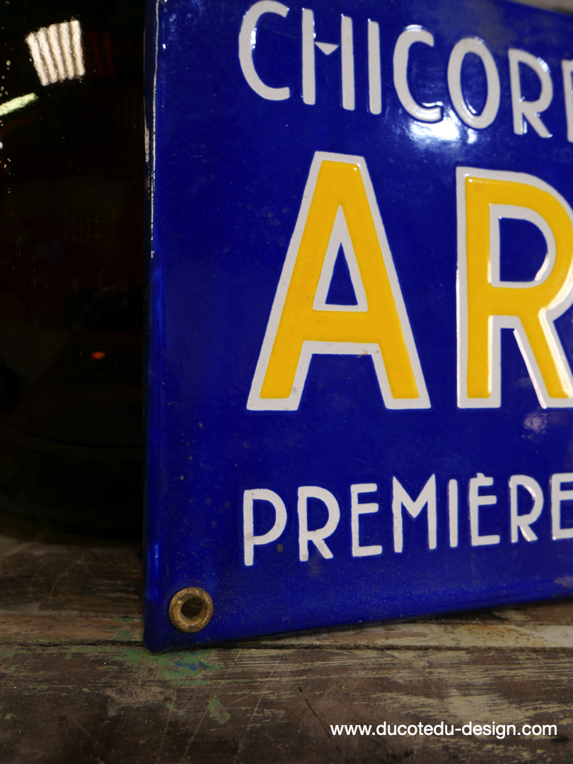 ancienne plaque emaillee publicitaire Arlatte chicorée bleu argent ref AR01 – Image 4