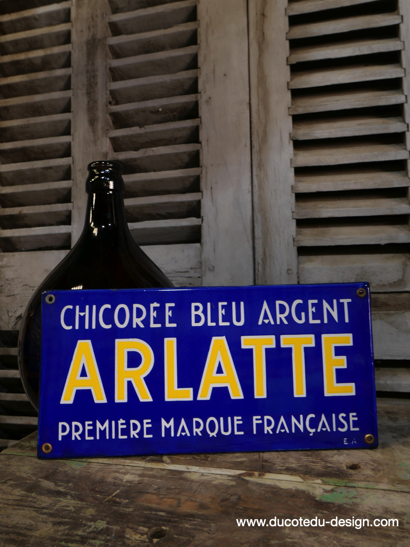 ancienne plaque emaillee publicitaire Arlatte chicorée bleu argent ref AR02 – Image 2