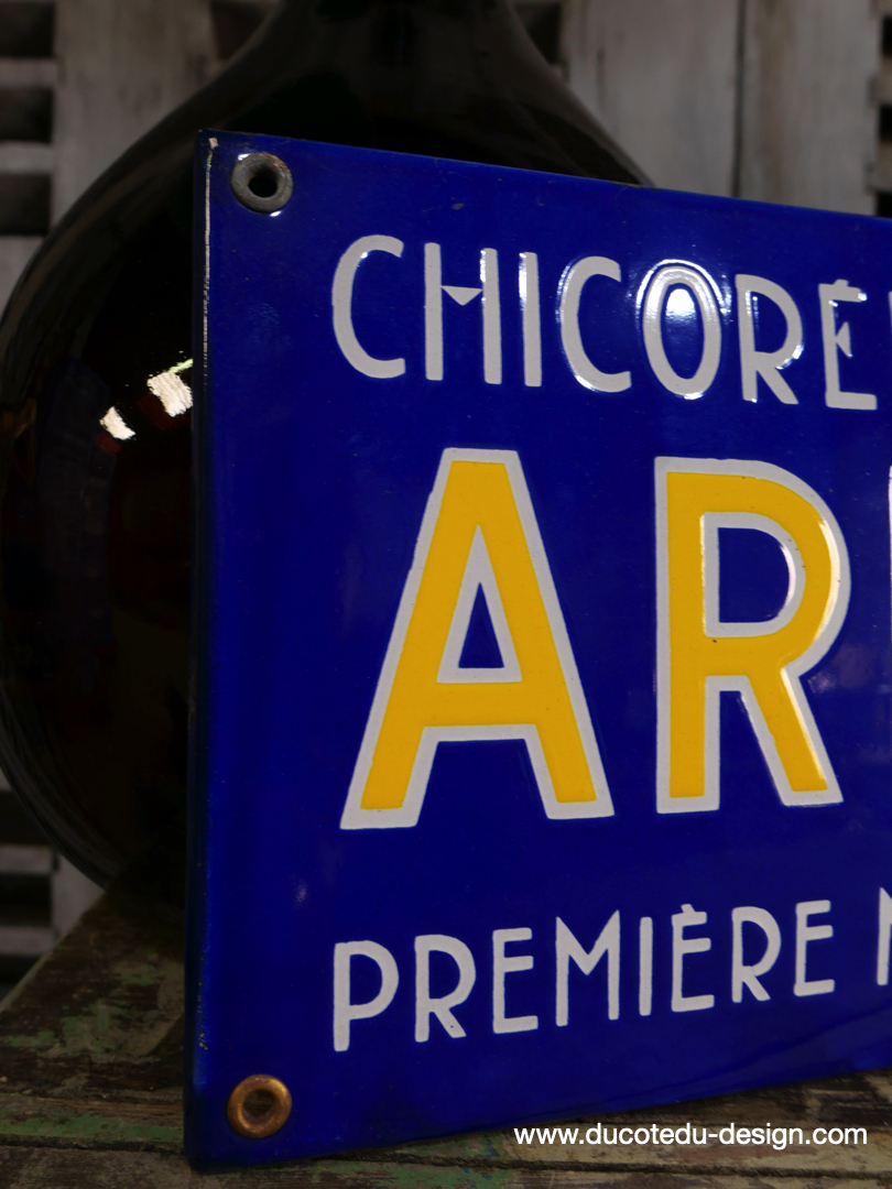 ancienne plaque emaillee publicitaire Arlatte chicorée bleu argent ref AR02 – Image 4