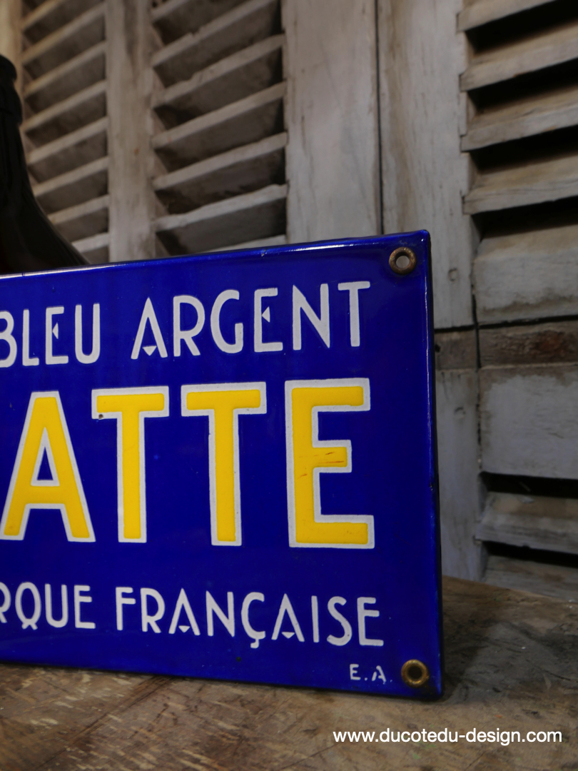 ancienne plaque emaillee publicitaire Arlatte chicorée bleu argent ref AR03 – Image 3