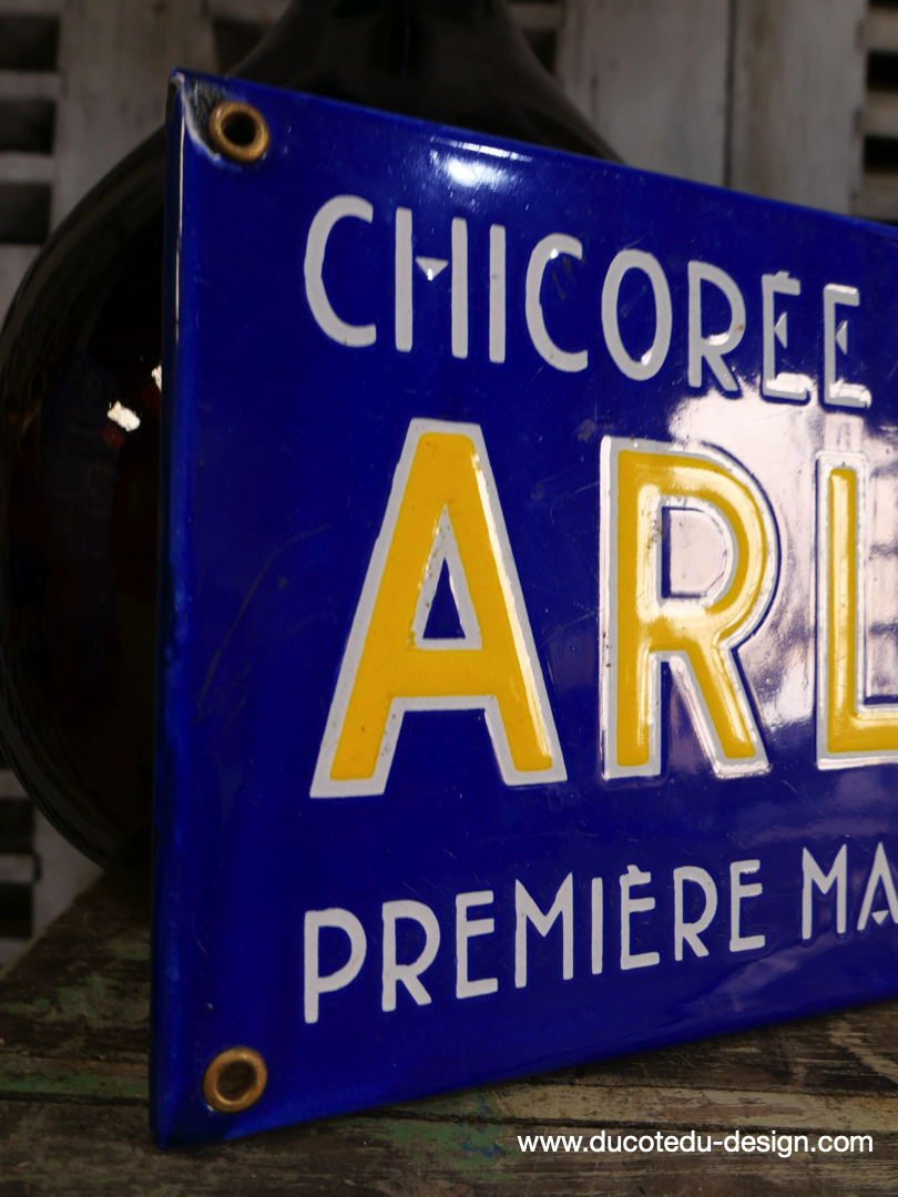 ancienne plaque emaillee publicitaire Arlatte chicorée bleu argent ref AR03 – Image 4