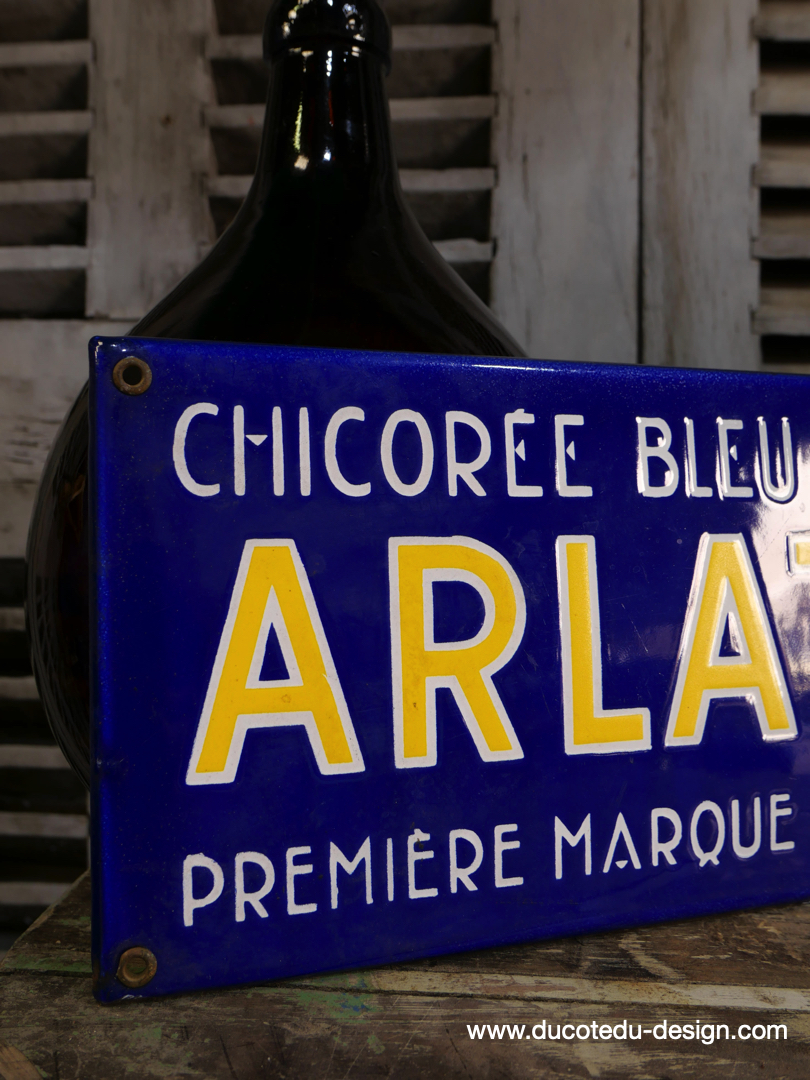 ancienne plaque emaillee publicitaire Arlatte chicorée bleu argent ref AR04 – Image 3