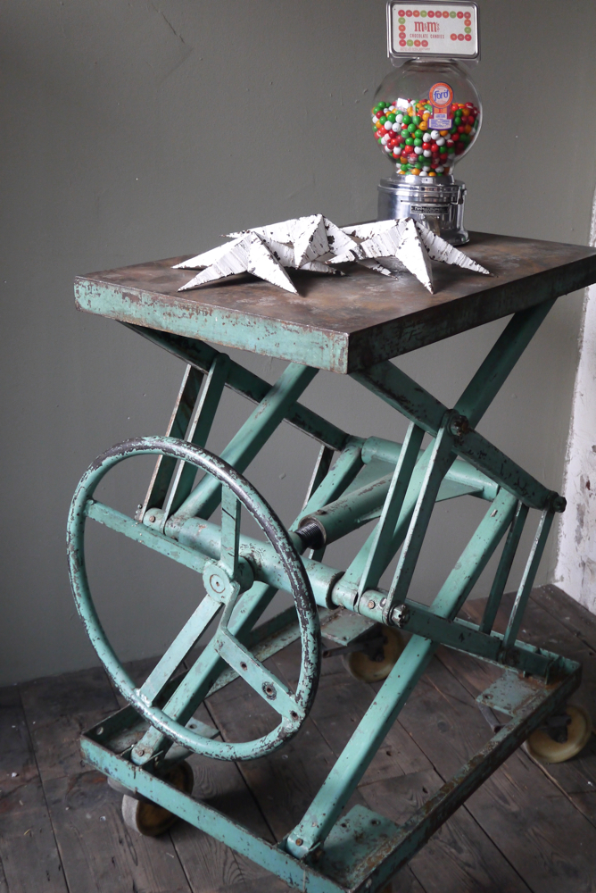 Ancienne table elevatrice d'atelier console ou table basse patine d'origine – Image 6