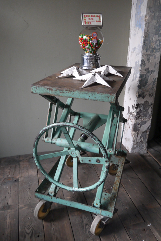 Ancienne table elevatrice d'atelier console ou table basse patine d'origine – Image 10