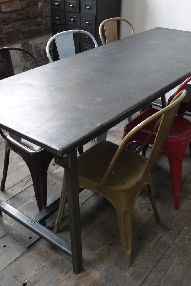 Table ou bureau metal industriel des annees 50 militaire – Image 7
