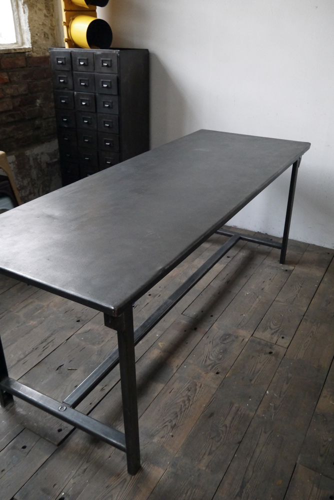 Table ou bureau metal industriel des annees 50 militaire – Image 15