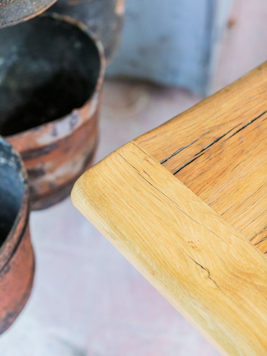 table industrielle plateau chene massif pietement fonte New York – Image 12